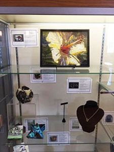 Yvette Lillge Glass Artist Hibiscus and Sun Mosaic at Needham Public Library